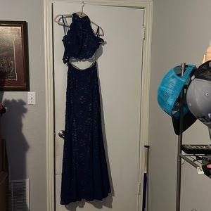 Blue glitter prom dress